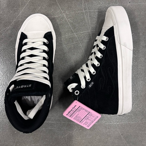 Straye Boo J Venice Black Suede Flame Skate Shoes - Picture 4 of 6